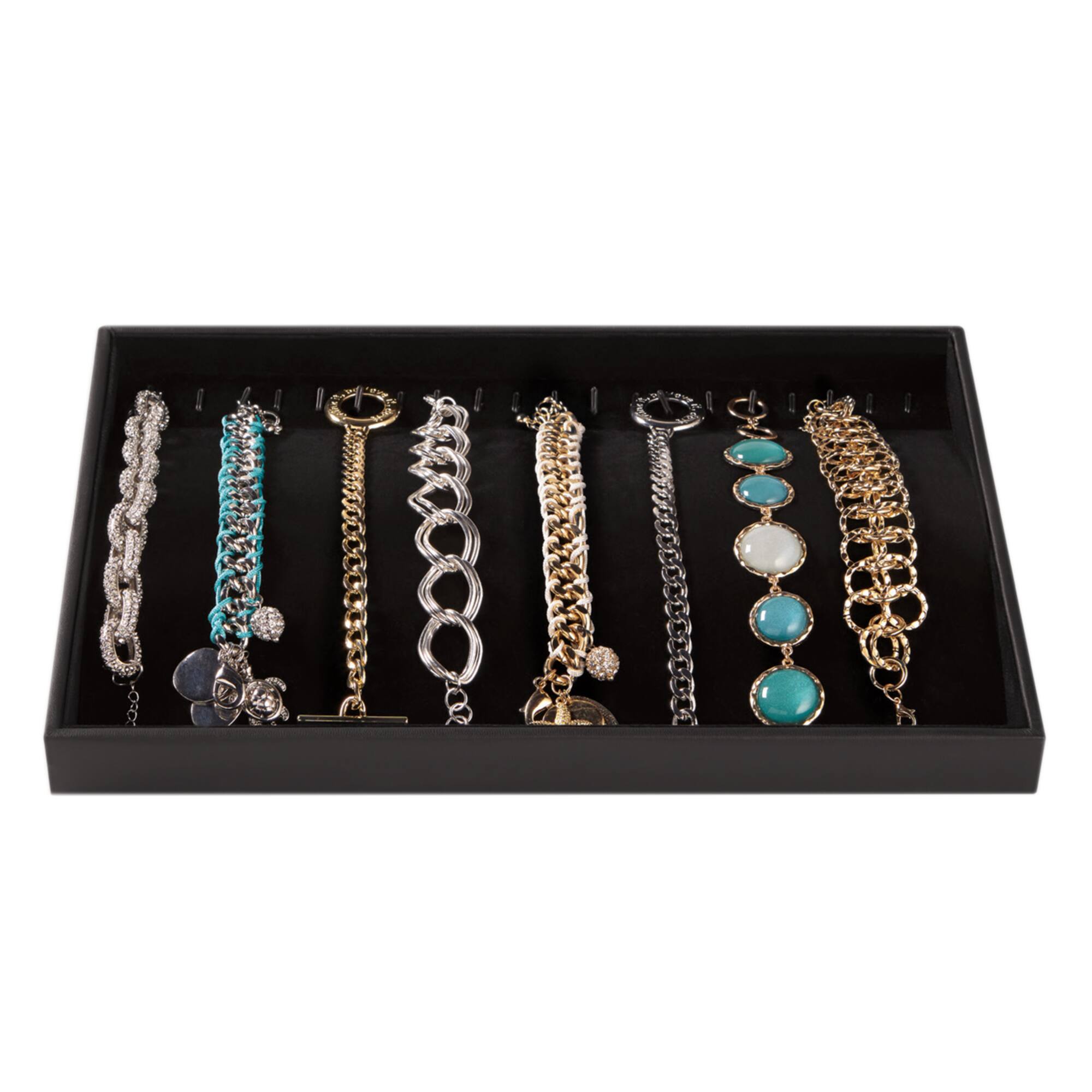 Black Velvet Jewelry Tray with Hooks by Bead Landing™